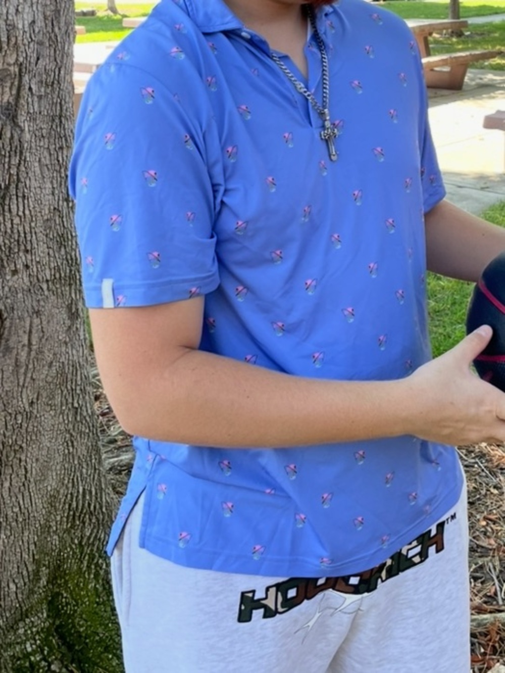 RLX RALPH LAUREN MEN SPORT ACTIVE POLO SHIRT FLAMINGO FISHING ANIMAL BIRD FISH L